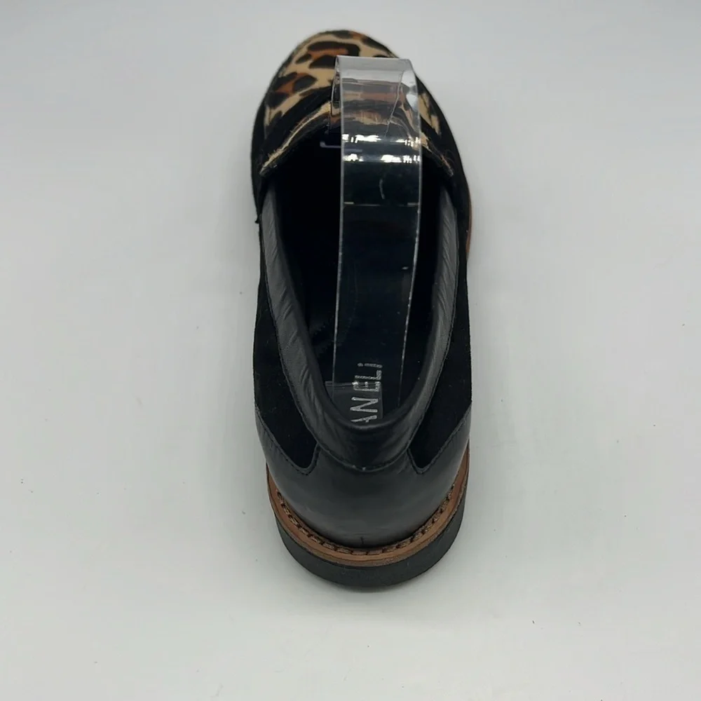 Vaneli - Leopard  Print Tan Pattern Black Suede Slip On Penny Loafers Size 8